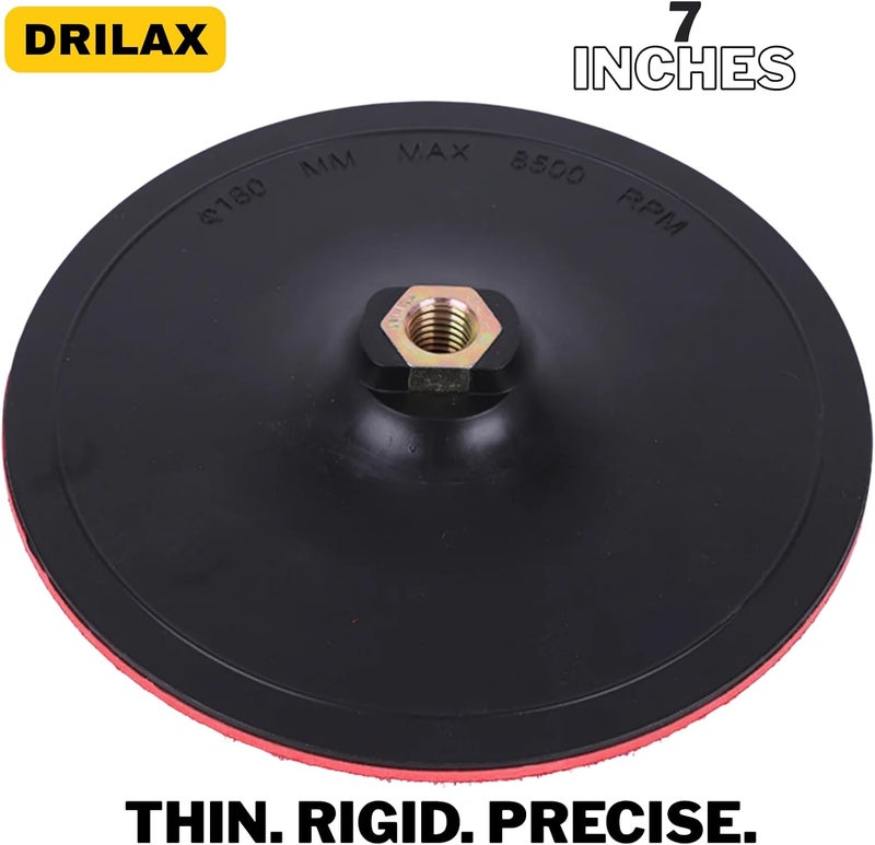 DRILAX 7 Inch Hook and Loop Backing Pad | Rigid, Low-Profile Design with Wrench Mounts | 5/8"-11 Thread for Flat Surface Grinding, Sanding & Polishing | Fits Dewalt & Major Tools - Image 5